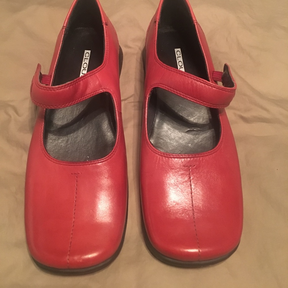 Red leather MJ flats